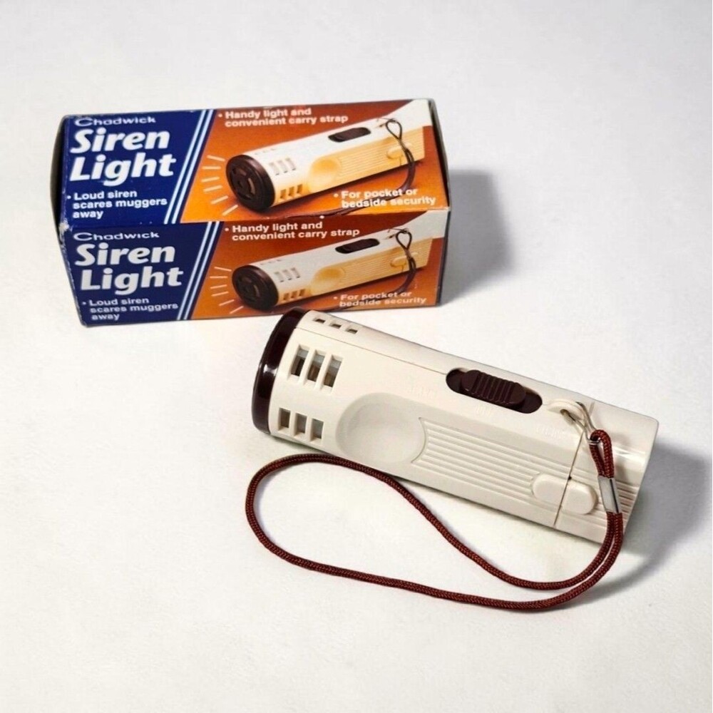 Vintage Chadwick Siren Light Flashlight Personal Alarm 1993 Tested Works w Box